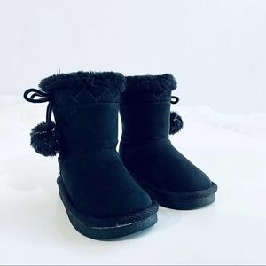 CITY Streets Baby Toddler Black Faux Fur Boots Size 5 Months Winter Girl